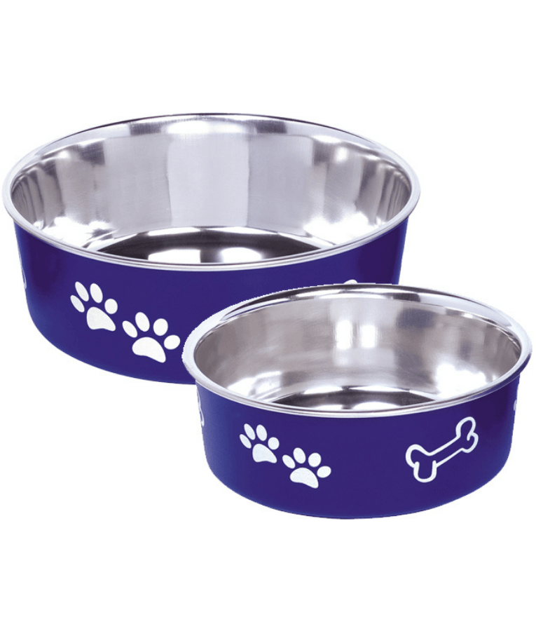 Nobby - Fusion Blue Stainless Steel Dog Bowl, Non-Slip Rubber Base, Dishwasher Safe, Durable Feeding Bowl, Medium Size - 16 cm 0.94 L - 20 cm 1.8 L - Medium