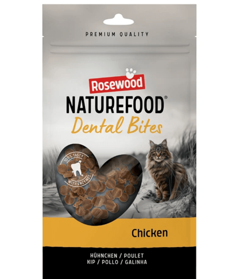 Rosewood - Naturefood Dental Bites Chicken, Grain-Free, Dental & Breath Care, All Life Stages Cat Treat - 50g