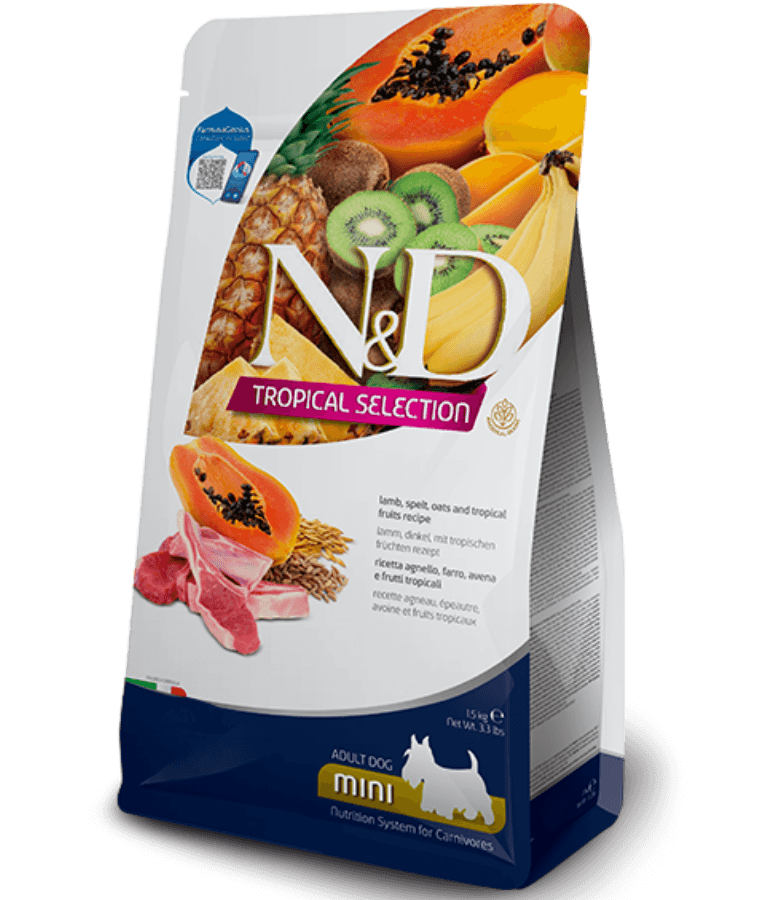 Farmina - N&D Tropical Selection, Lamb and Tropical Fruits Adult Dry Dog Food For Mini Breed - 5kg