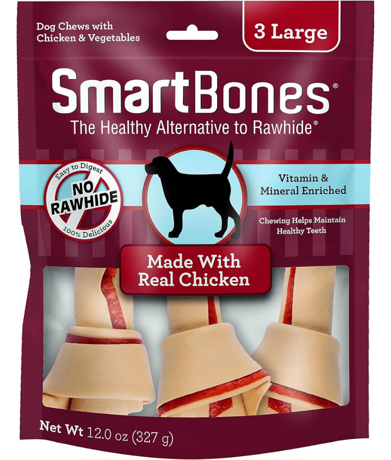 SmartBones - Chicken & Vegetable Classic Bone Chews Chicken, Rawhide-Free Dental Adult Dog Treats - Large Dogs - 3 Pieces - 327g