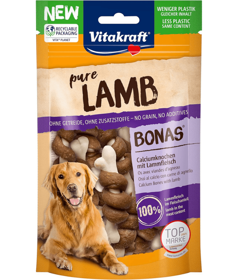 Vitakraft Pure Lamb Bonas, Lamb Meat Calcium Bones, All Life Stages - Dog Treats 80 g