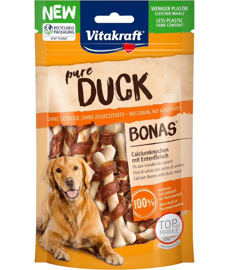 Vitakraft - Pure Duck Bonas, Duck Meat Calcium Bones, High Protein Training Treat, All Life Stages - 80 g
