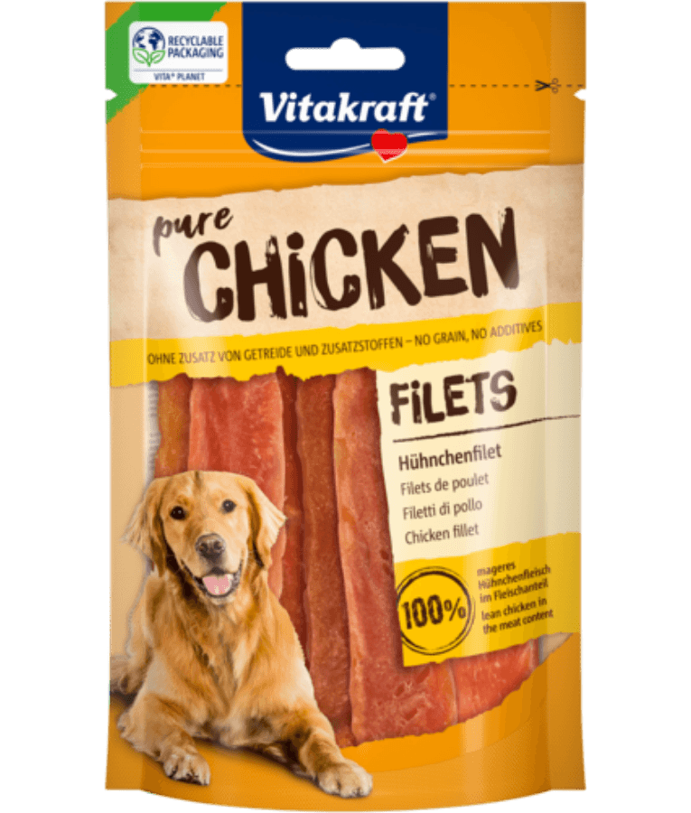 Vitakraft - Pure Chicken Fillet, 100% Chicken Breast, Grain-Free, All Life Stages Dog Treat - 80 g