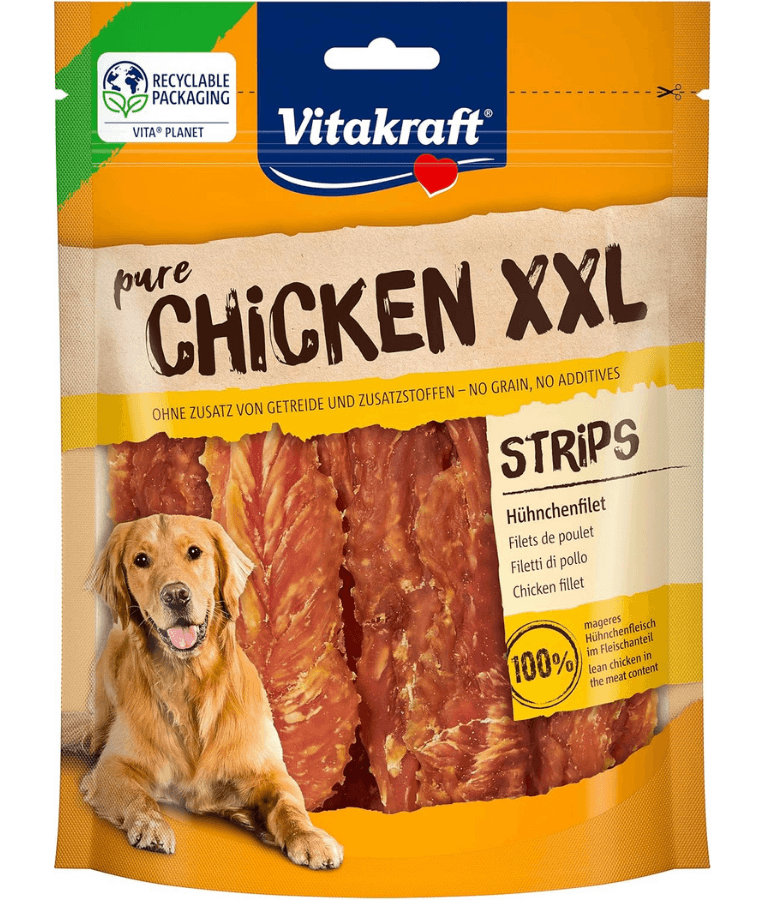 Vitakraft - Pure Chicken XXL Fillets, 92.5% Chicken Breast Fillet, Grain-Free, High-Protein Dog Treat - 250 g