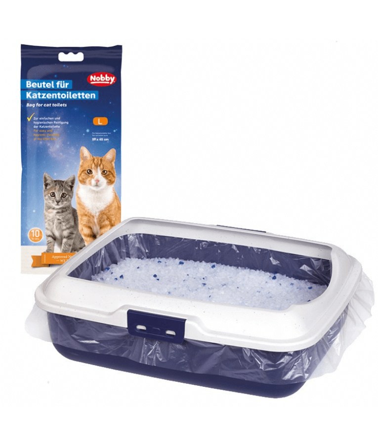 Nobby - Cat Litter Tray Bags, Hygienic Liners for Cat Toilets up to 59 x 45 cm - Pack of 10 - L, XL - Large