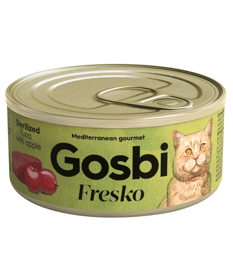 Gosbi - Fresko, Tuna and Apple Sterilized Complementary Adult Wet Cat Food – 70g - 1 Can
