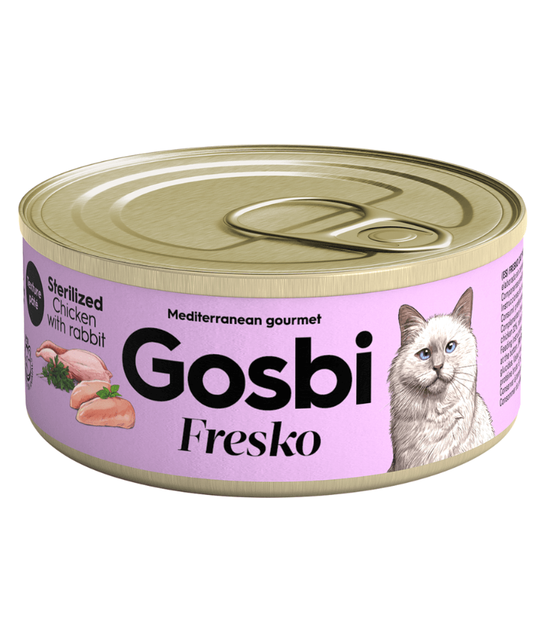 Gosbi - Fresko, Chicken and Rabbit Sterilized Complementary Adult Wet Cat Food – Grain-Free 70g - 1 Can