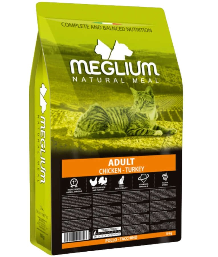 Meglium - Natural Meal With Chicken & Turkey, Complete Balanced Nutrition, Adult, Dry Cat Food - 1.5kg - 10kg - 1.5 kg