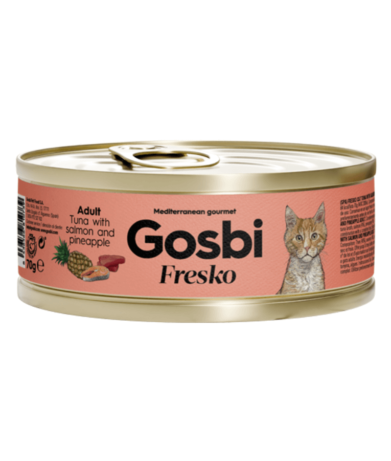 Gosbi - Fresko, Tuna with Salmon and Pineapple, Complementary Adult Wet Cat Food – 70g - 1 Can