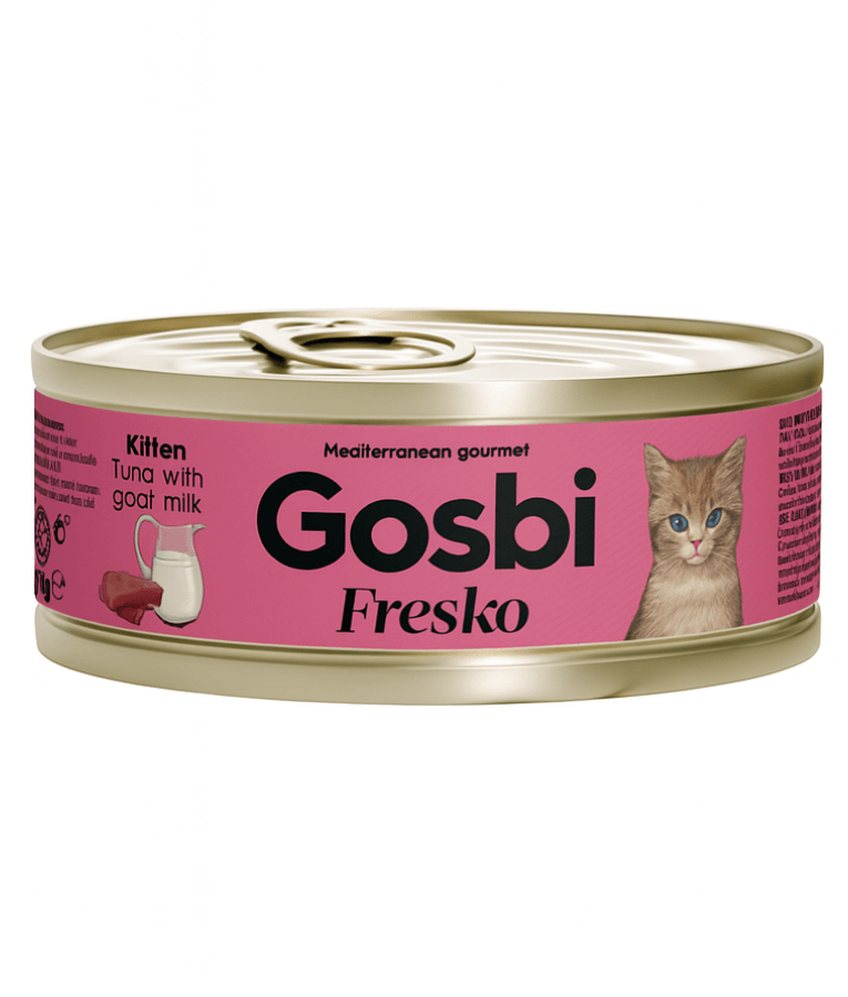 Gosbi - Fresko, Tuna with Goat Milk Complementary Kitten Wet Cat Food – 70g - 1 Can