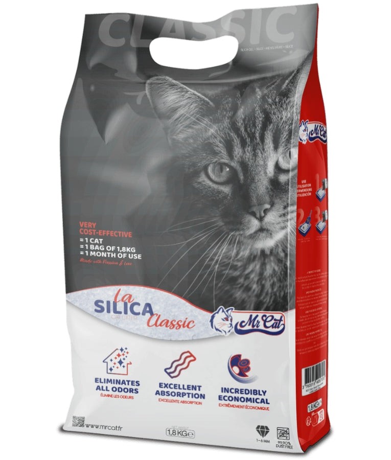 Mr. Cat - La Silica Classic Unscented Cat Litter, Silica Crystal With 99.7% Dust-Free Formula, For Cats - 10L (1.5kg)