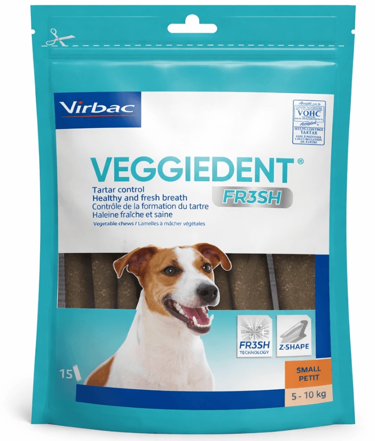 Virbac - Veggiedent FRESH Dental Chews, Plant-Based Formula, Dental & Digestive Support XS - S - M - XSmall