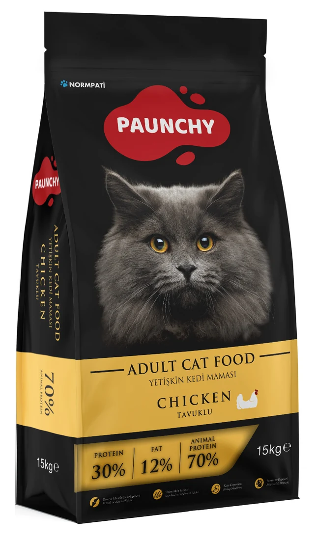 Paunchy Adult Cat Food with Chicken, 15kg