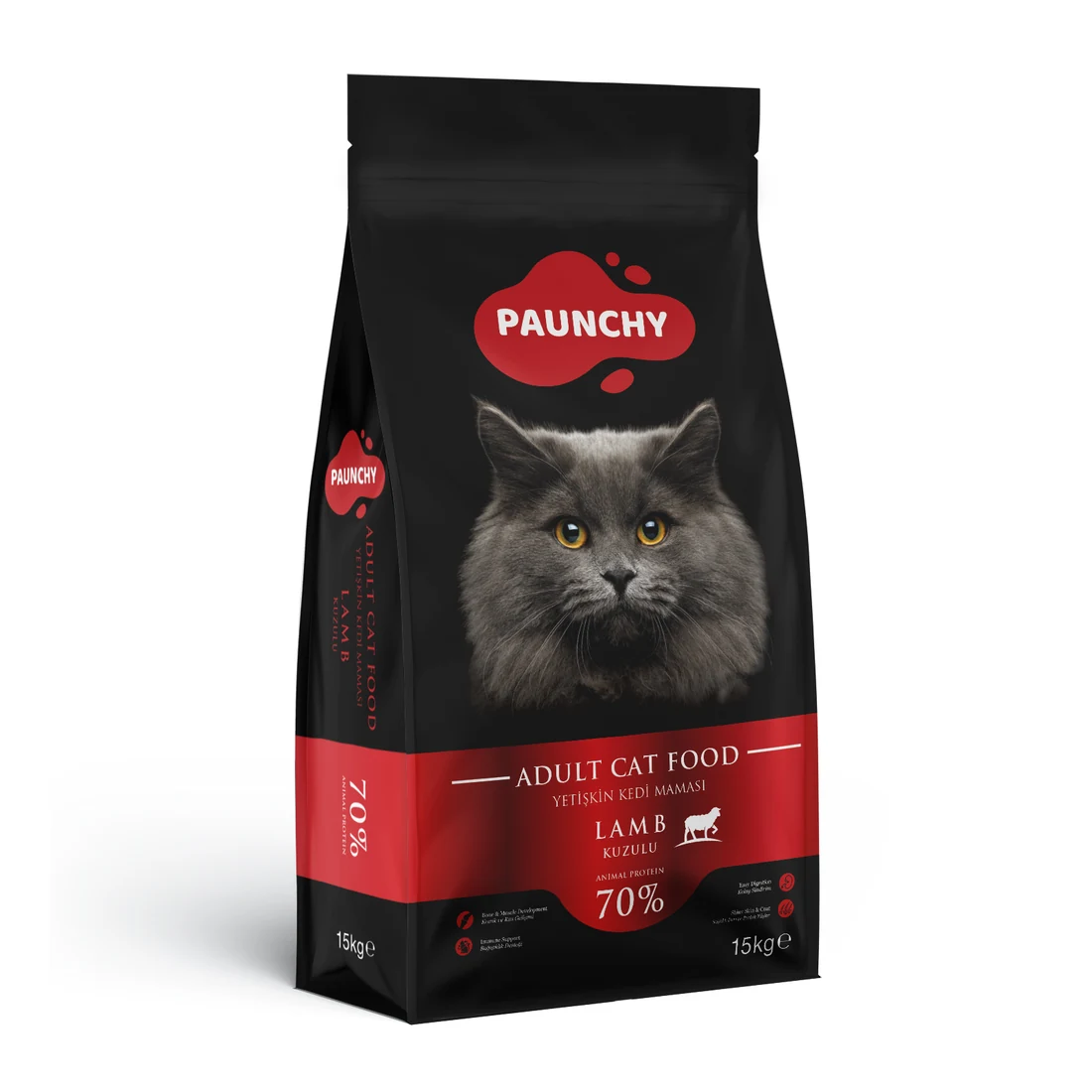 Paunchy Adult Cat Food with Lamb, 15kg