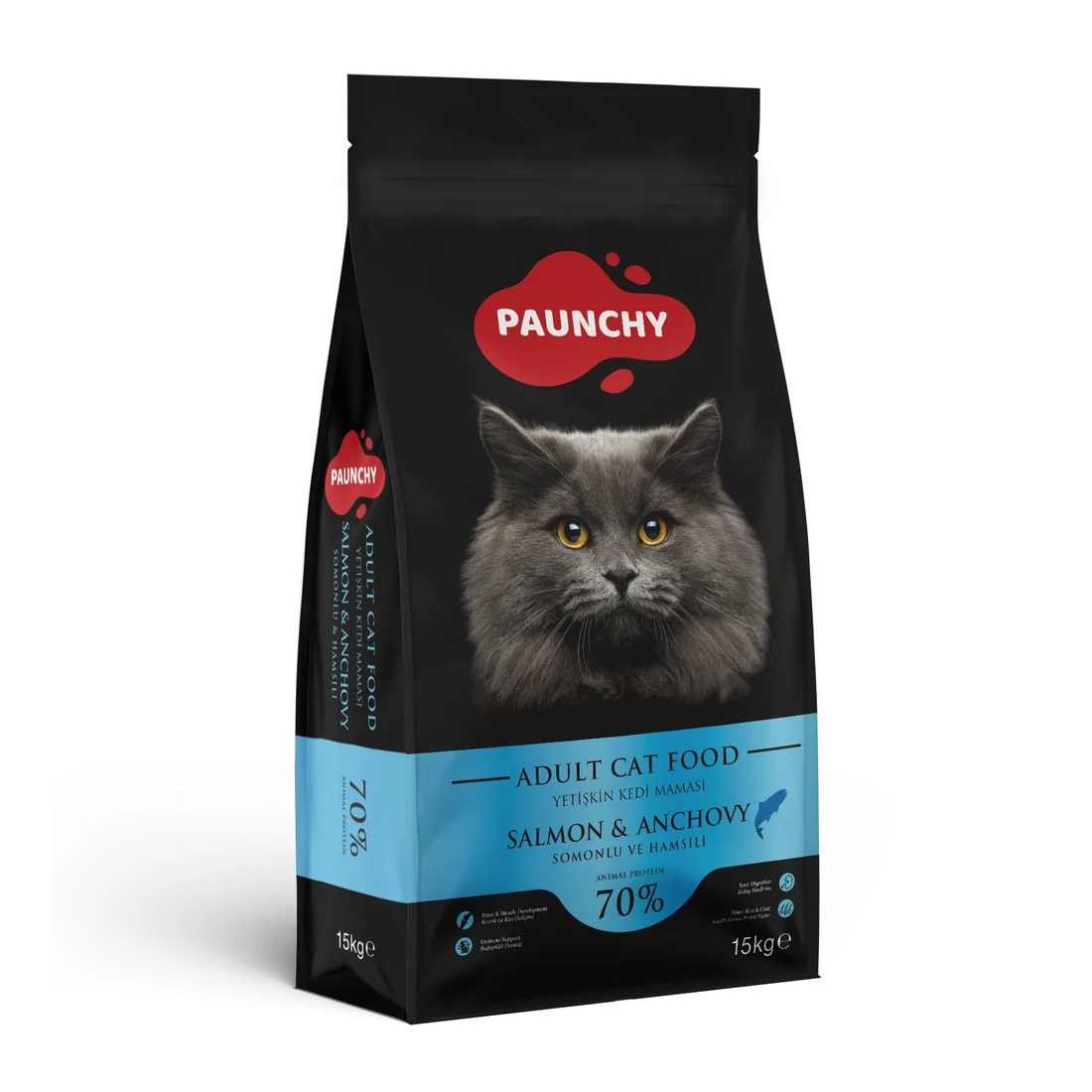 Paunchy Adult Cat Food with Salmon & Anchovy, 15kg