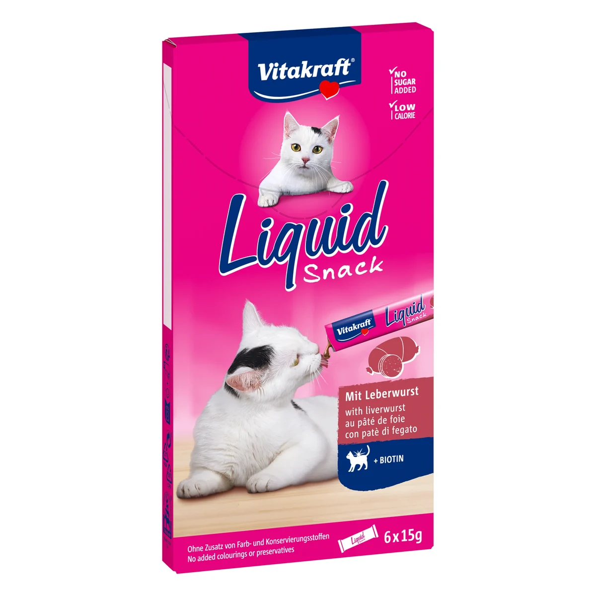 Vitakraft Liquid Snack Liver Sausage Cat Treat, 5 × 15g