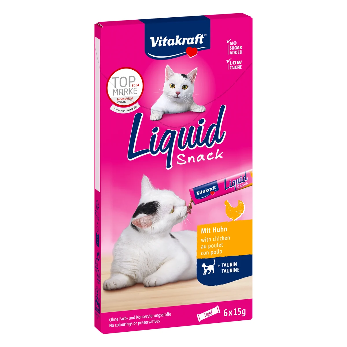 Vitakraft Liquid Snack Chicken & Taurine Cat Treat, 5 × 15g
