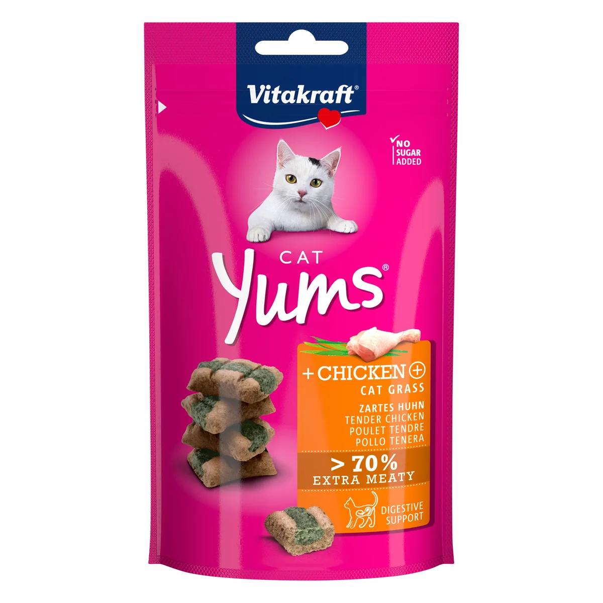 Vitakraft Cat Yums Chicken & Cat Grass Cat Treat, 40g