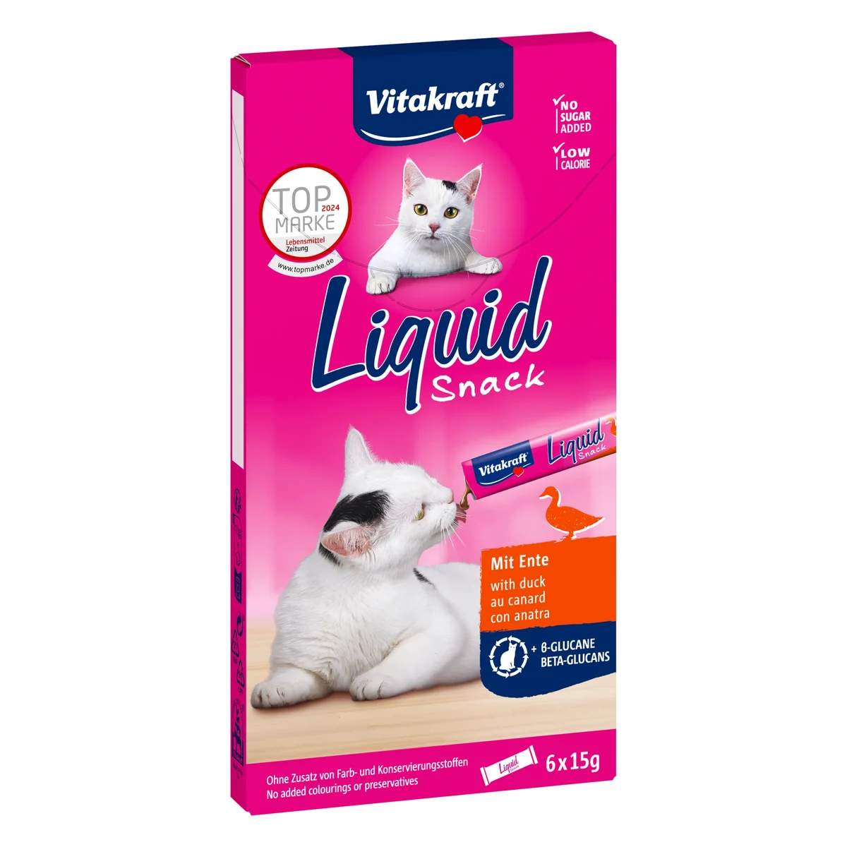 Vitakraft Liquid Snack Duck & Beta-Glucan Cat Treat, 5 × 15g