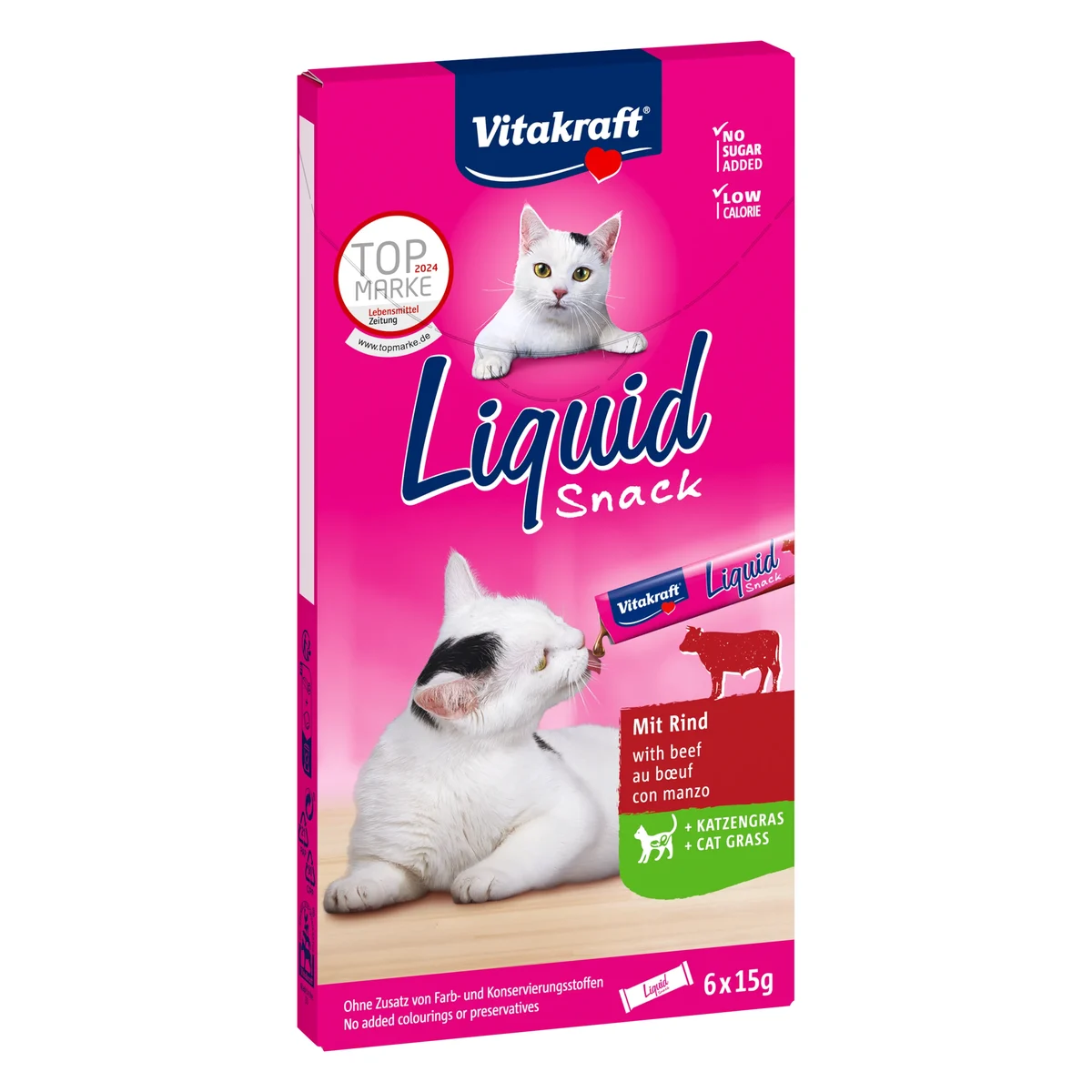 Vitakraft Liquid Snack Beef & Inulin Cat Treat, 5 × 15g
