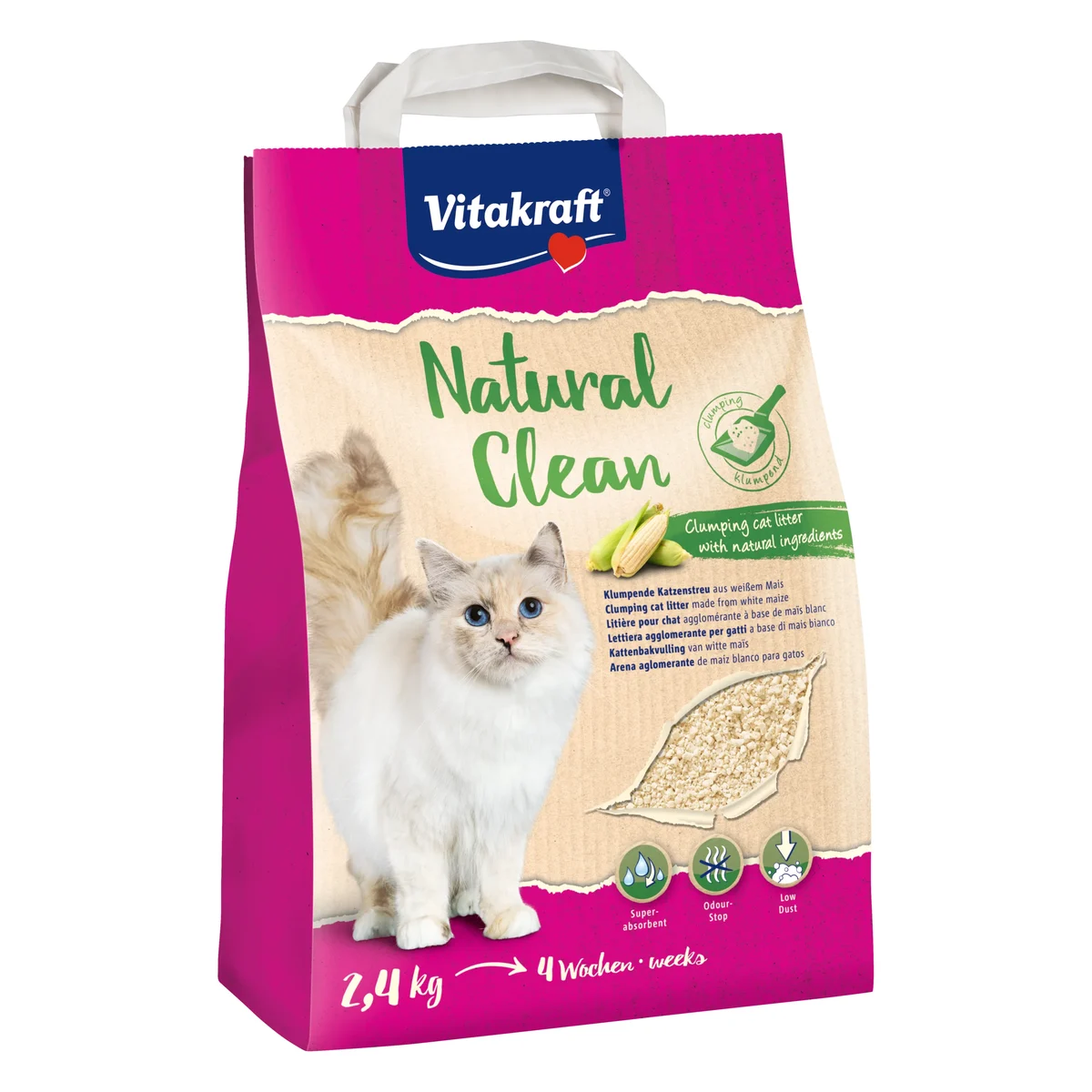 Vitakraft Natural Clean Corn Cat Litter, 2.4kg