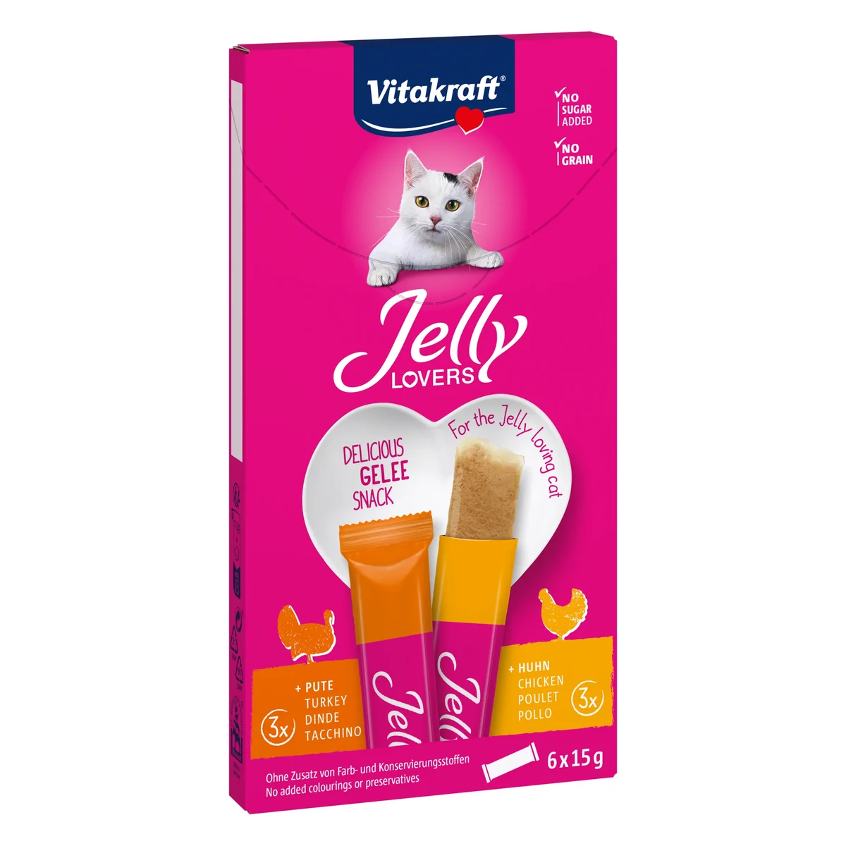 Vitakraft Jelly Lovers Chicken & Turkey Cat Treat, 6 × 15g