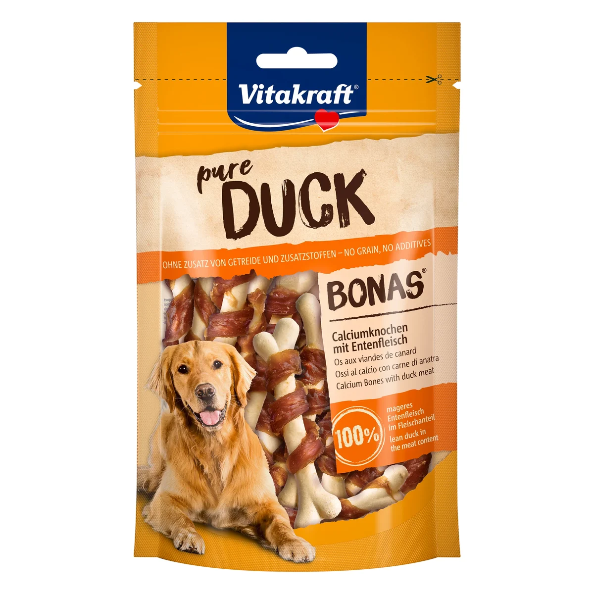 Vitakraft Pure Bonas Calcium Bones Duck Dog Treat, 80g