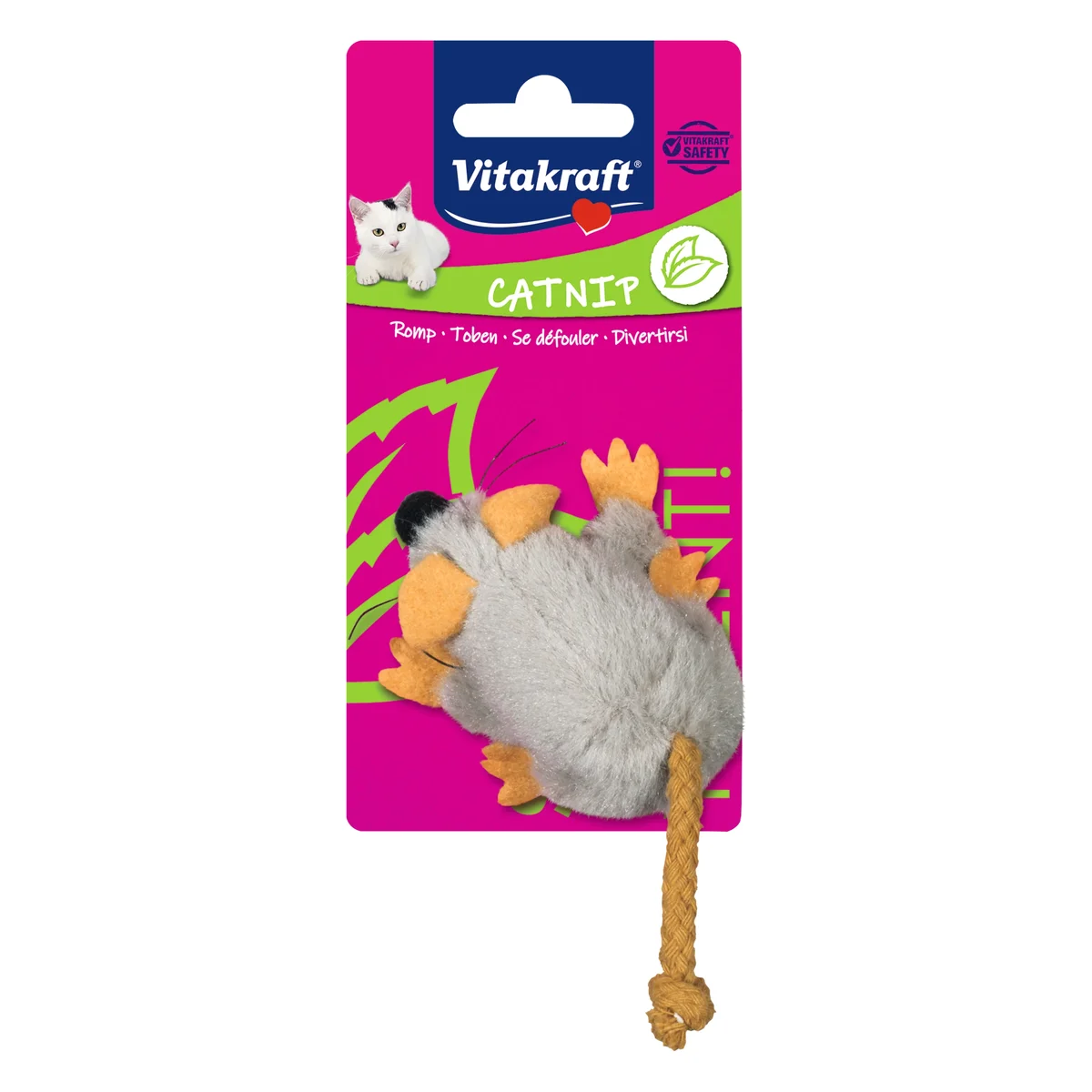 Vitakraft Grey Plush Mouse Cat Toy with Catnip