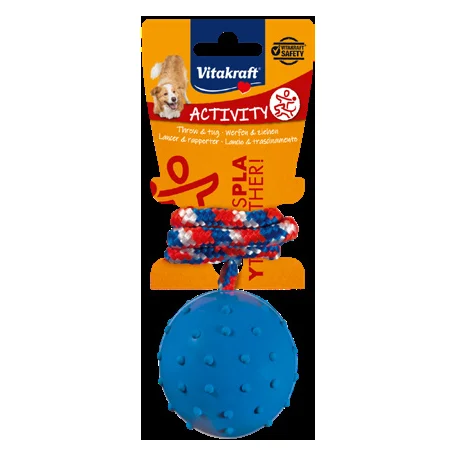 Vitakraft Rubber Ball with Rope Dog Toy