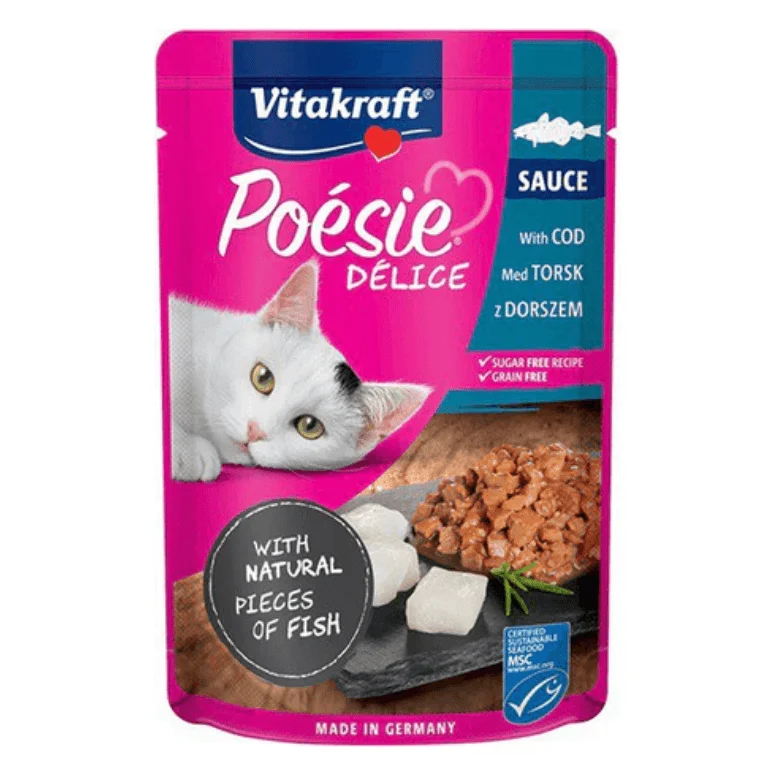 Vitakraft Poésie DéliSauce Codfish Wet Cat Food, 85g