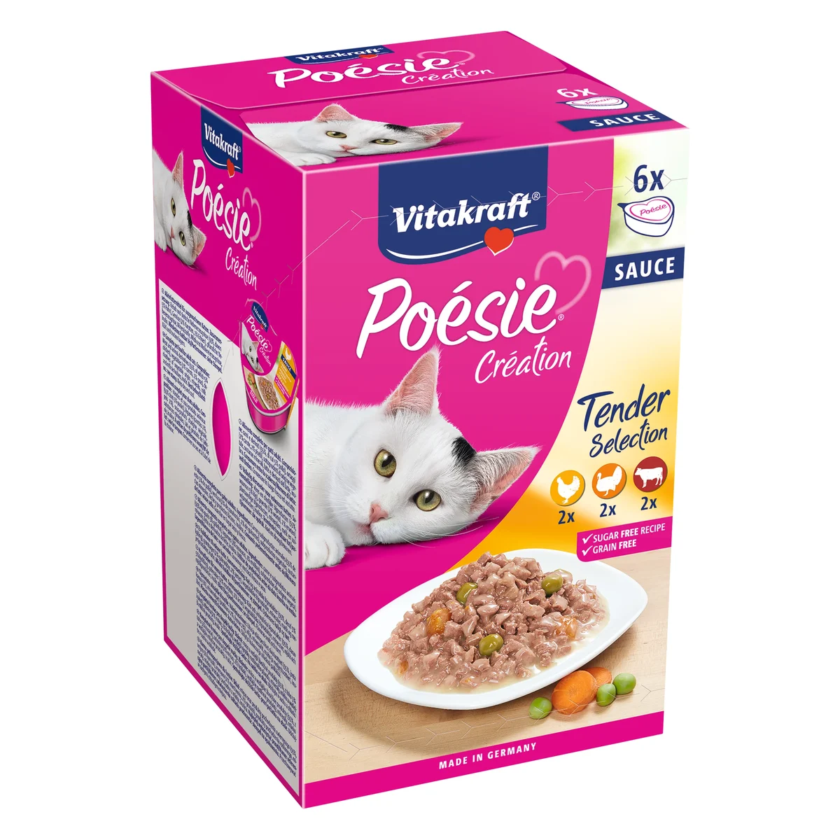 Vitakraft Poésie Création Multipack in Sauce Wet Cat Food, 6 × 85g