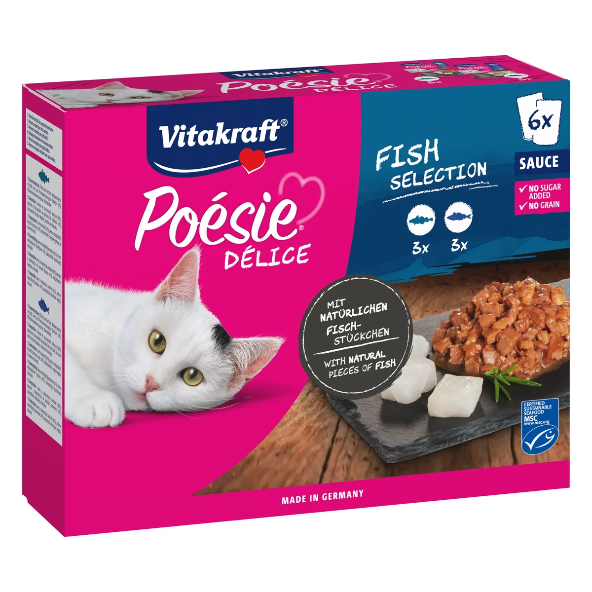 Vitakraft Poésie DéliSauce Fish Multipack Wet Cat Food, 6 × 85g
