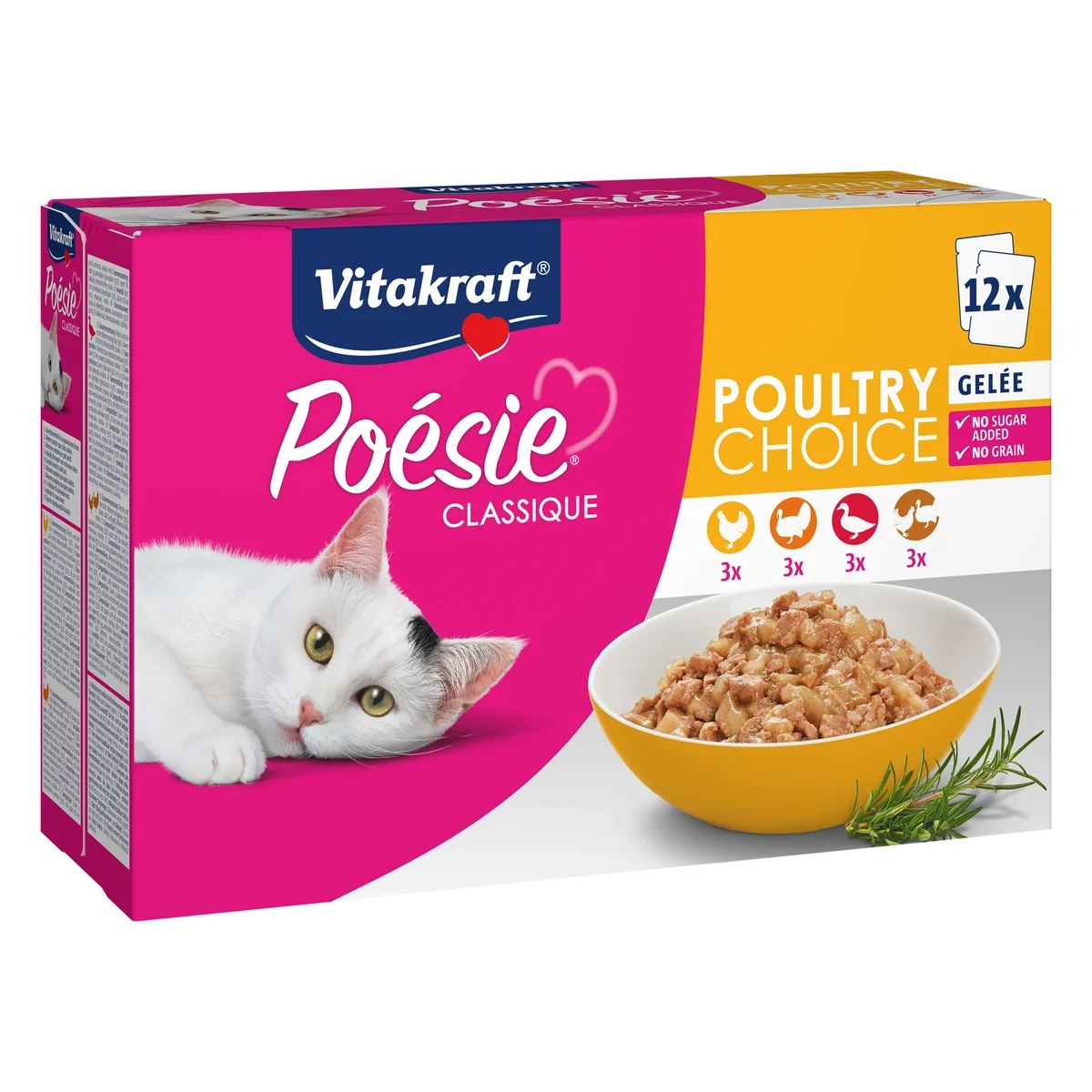 Vitakraft Poésie Classique Poultry Choice in Jelly Wet Cat Food, 12 × 85g