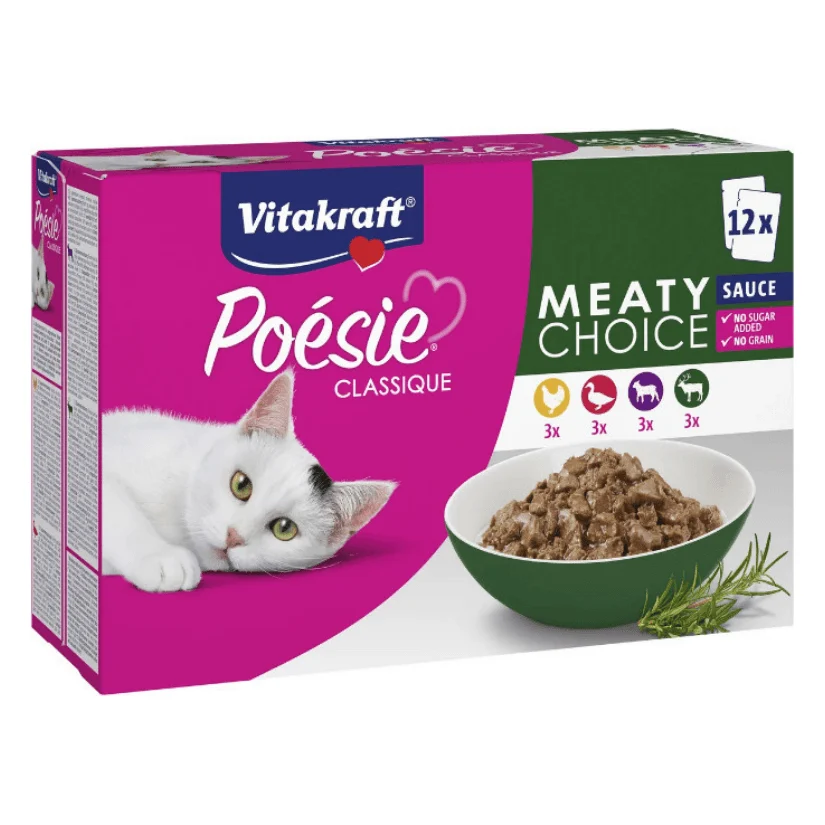 Vitakraft Poésie Classique Meaty Choice in Sauce Wet Cat Food, 12 × 85g