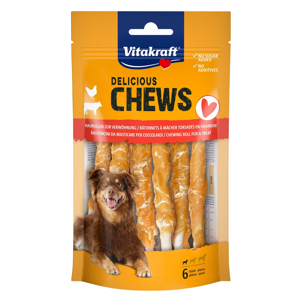 Vitakraft Chews Deli Chicken Chew Rolls, Small, 6 Pieces