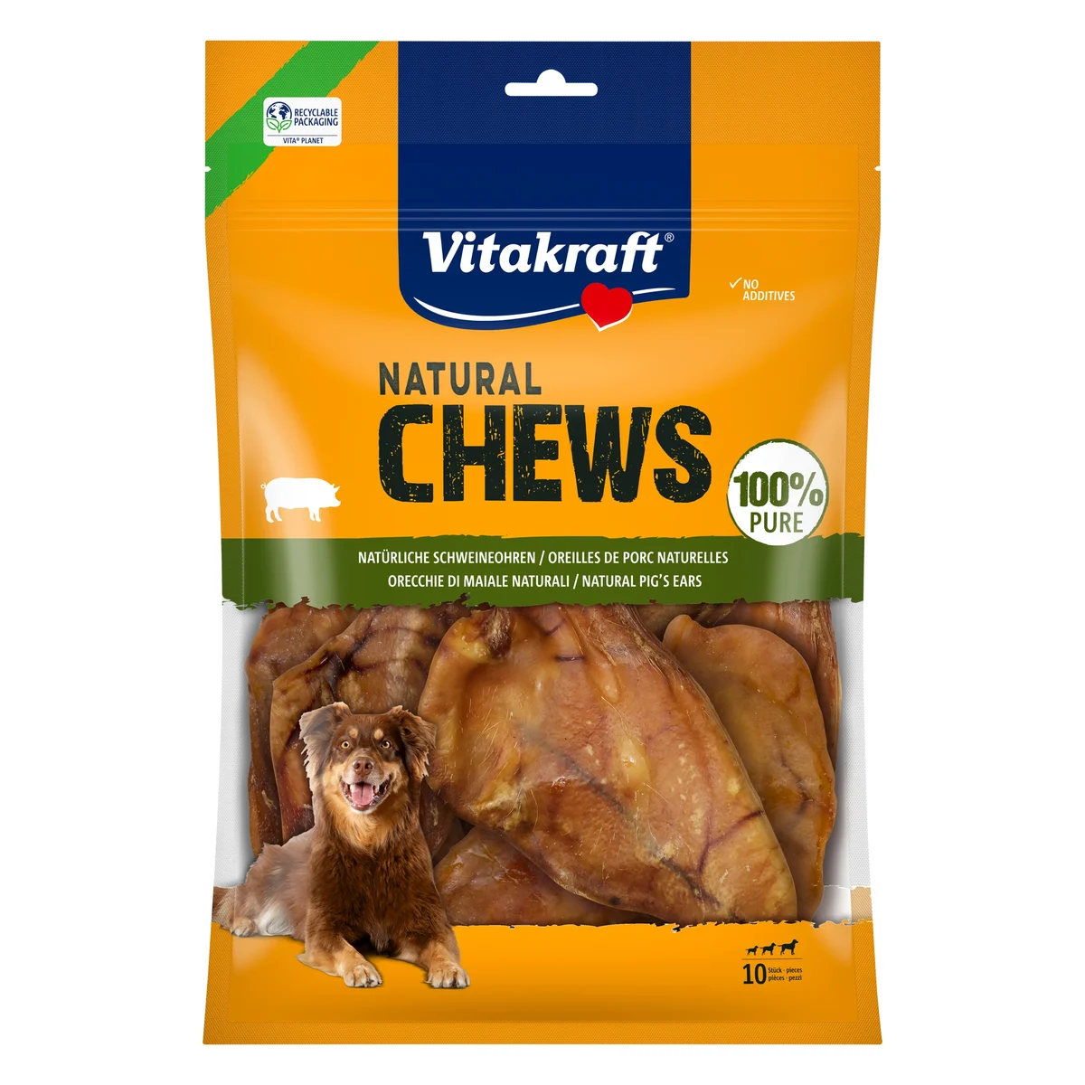 Vitakraft Chews Pure Pig Ears Dog Chew, 10 Pieces