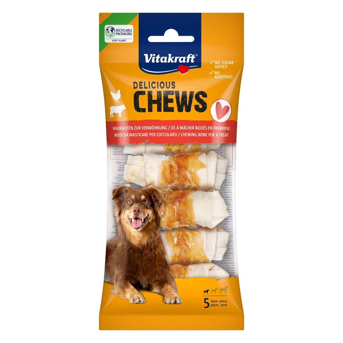 Vitakraft Chews Deli Chicken Chew Knots, 5 Pieces
